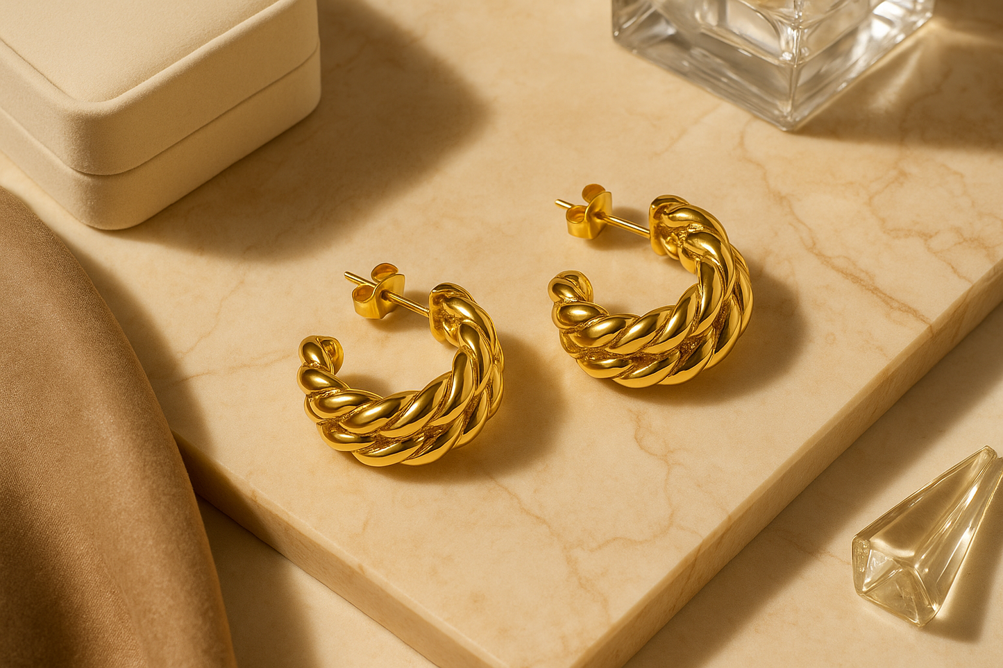 Chunky Rope Twist Hoop Earrings