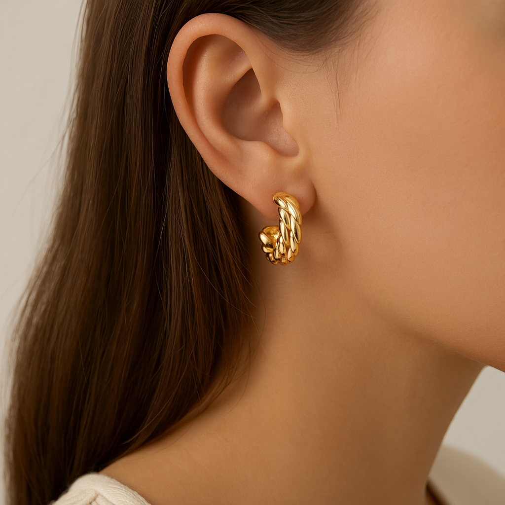 Chunky Rope Twist Hoop Earrings