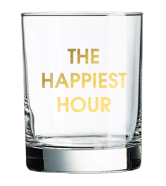 The Happiest Hour - Gold Foil Rocks Glass