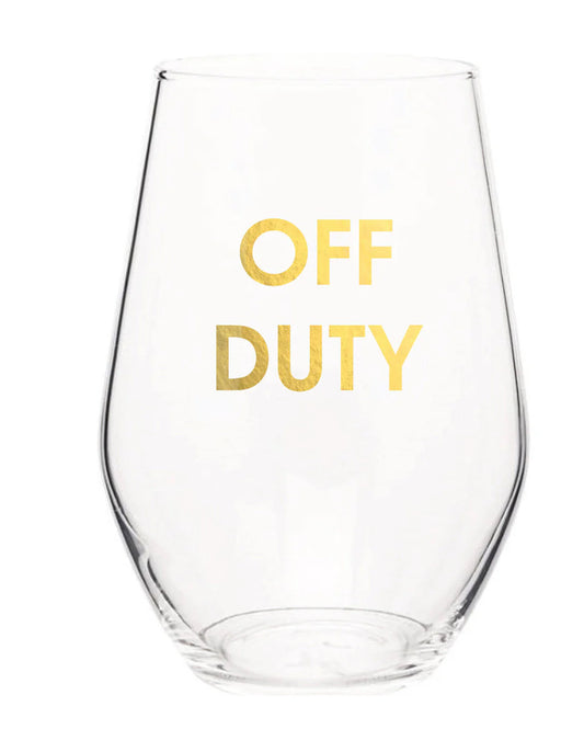 OFF DUTY - GOLD FOIL STEMLESS WINE GLASS