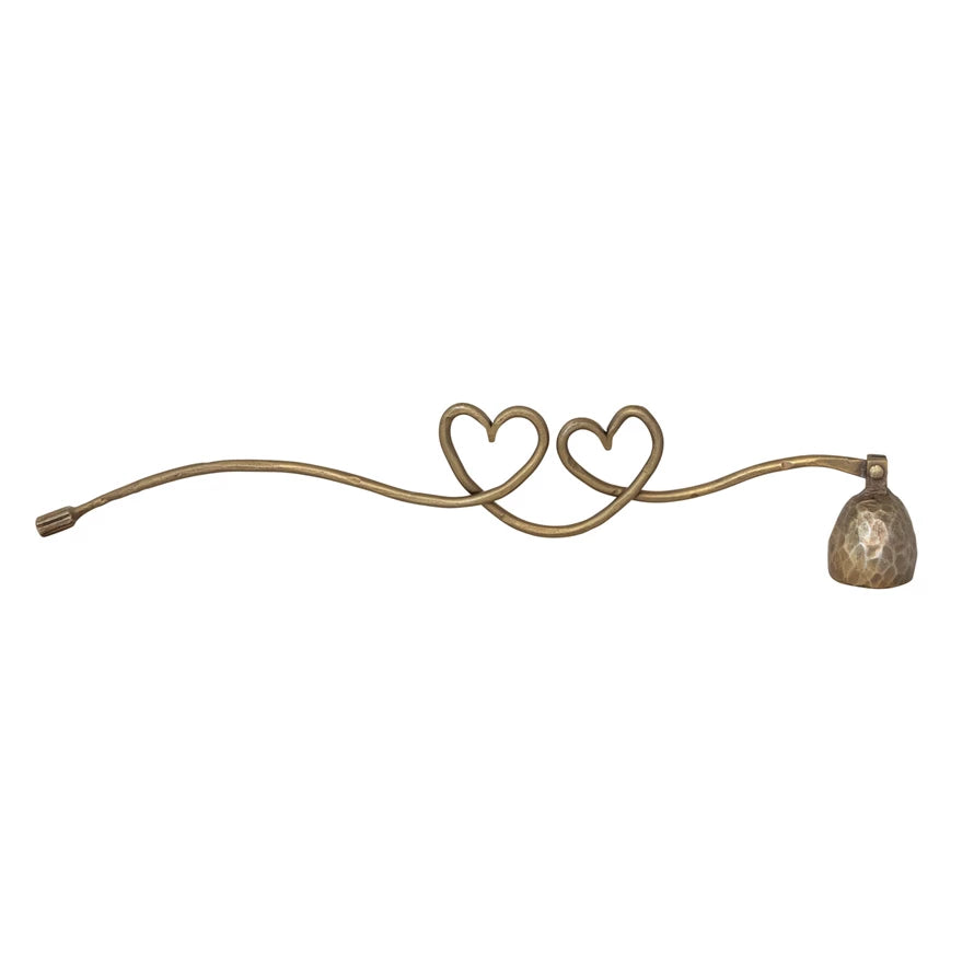 Hand-Forged Iron Candle Snuffer with Heart Shaped Handle, Antique Gold Finish