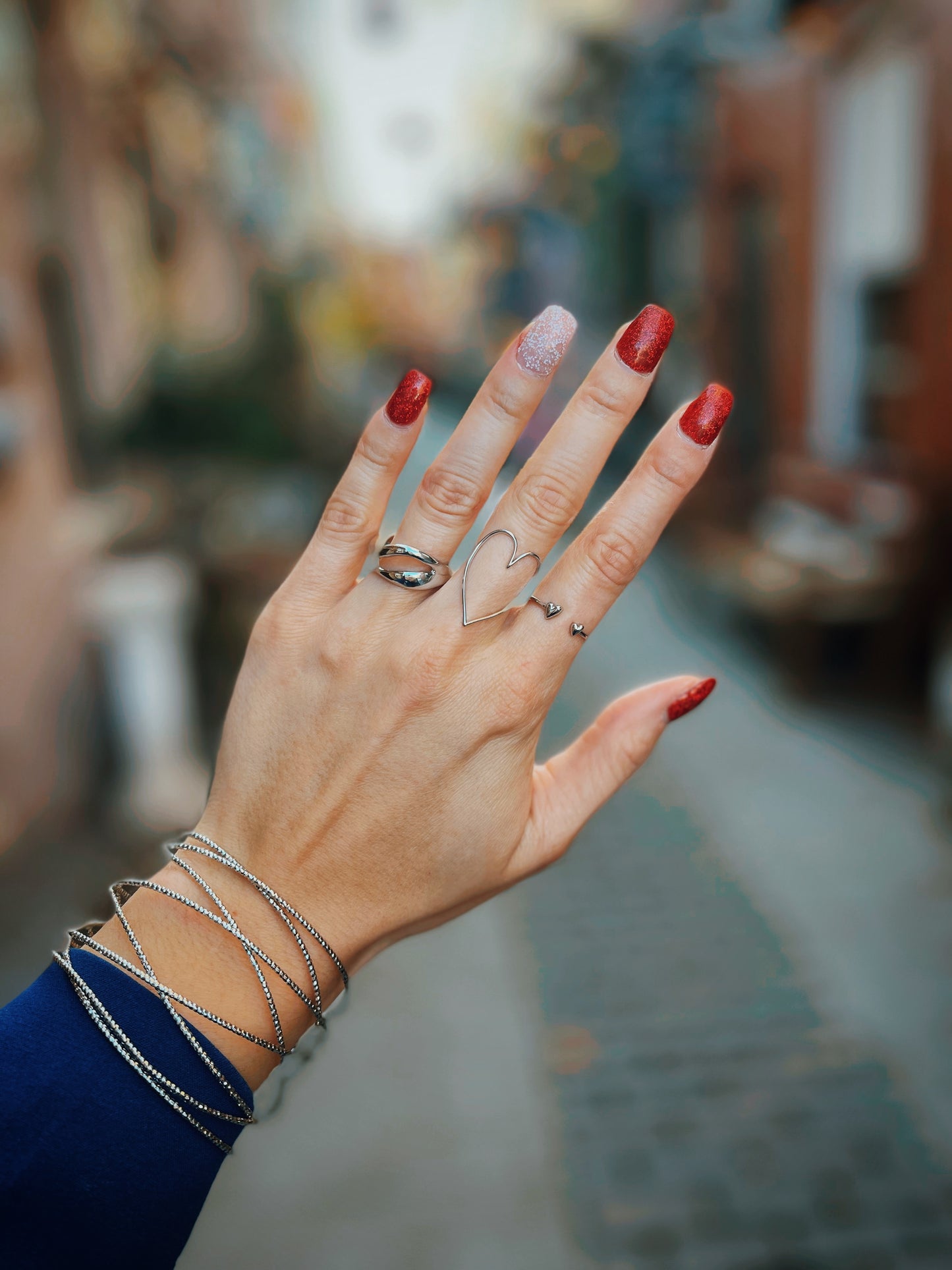 Delicate Double Heart Open Ring