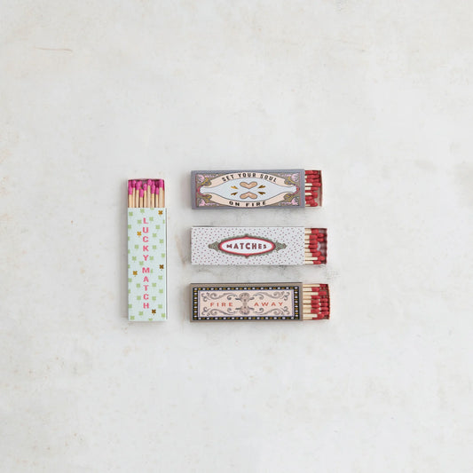 Safety Matches in Matchbox w/ Saying, 4 Styles