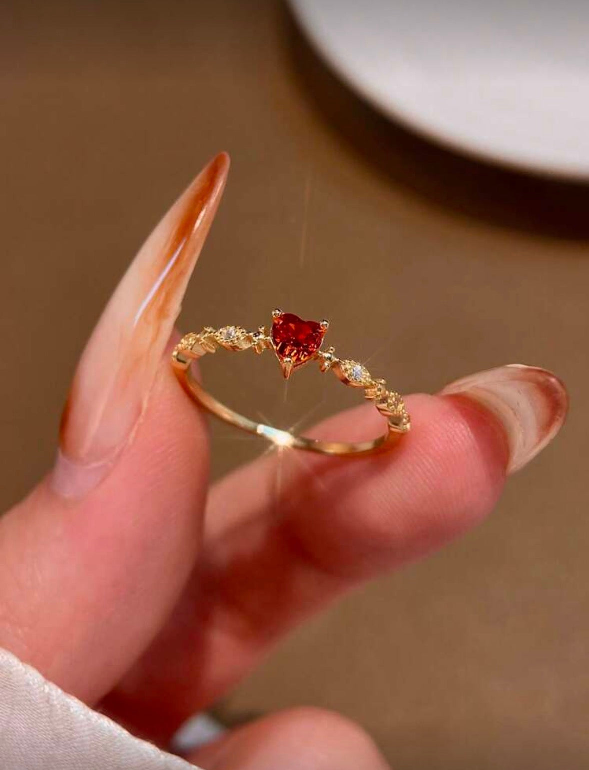 Sterling Silver Red Heart Ring