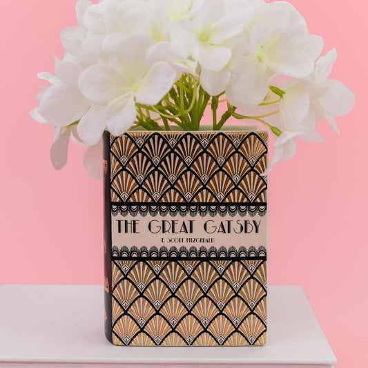 The Great Gatsby - Small Vase -Original Book-Shaped Decorative Vase, Ceramic Vase, Cute Bookshelf Decor, Unique Vase for Book Lovers