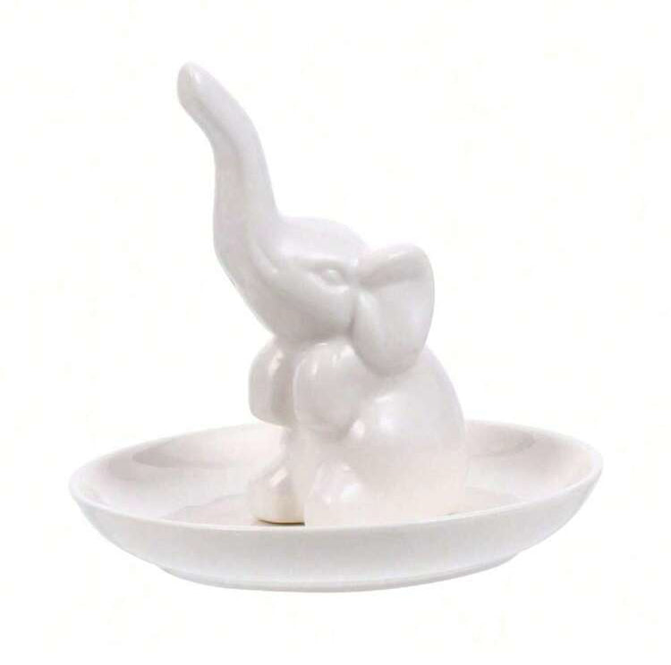 Ceramic Good Luck Elephant Jewelry Dish / Ring Holder