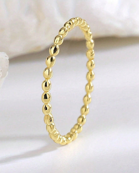 Stackable Round Bead Sterling Silver Ring