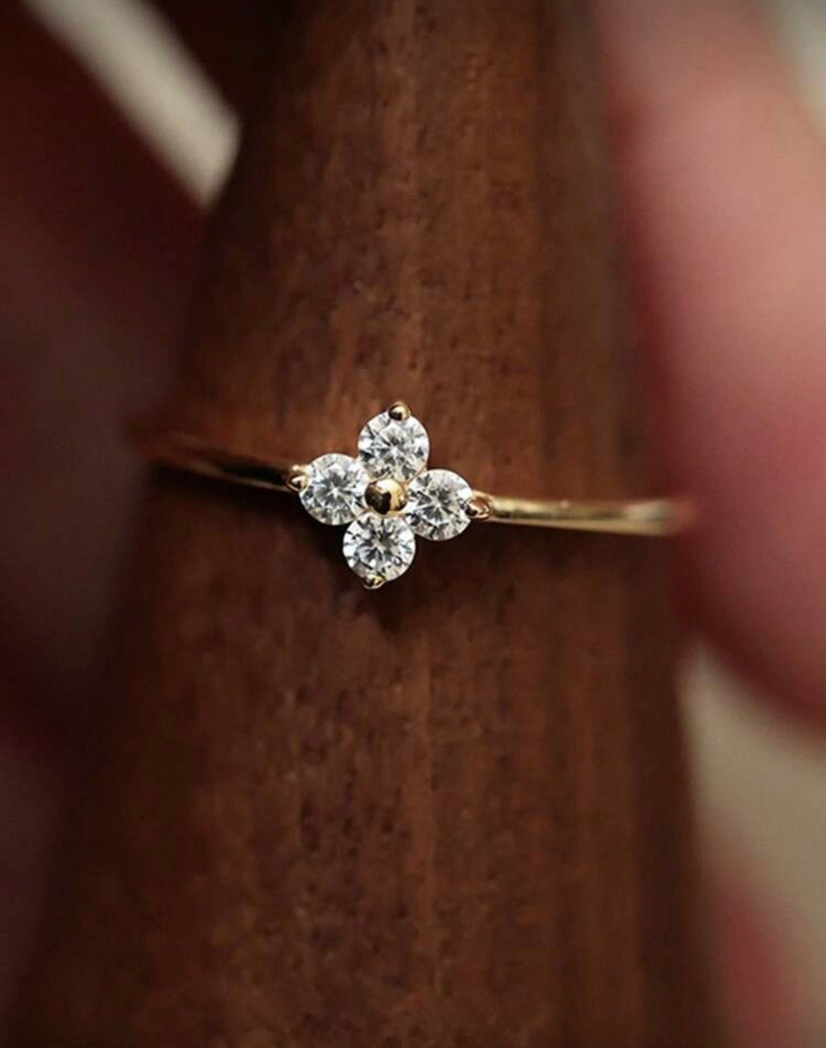 18K Plated Four-Leaf Clover Ring