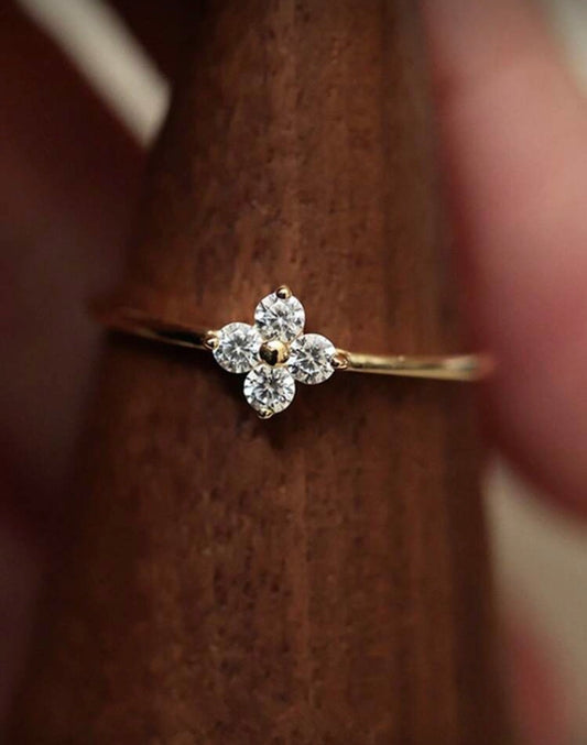 18K Plated Four-Leaf Clover Ring