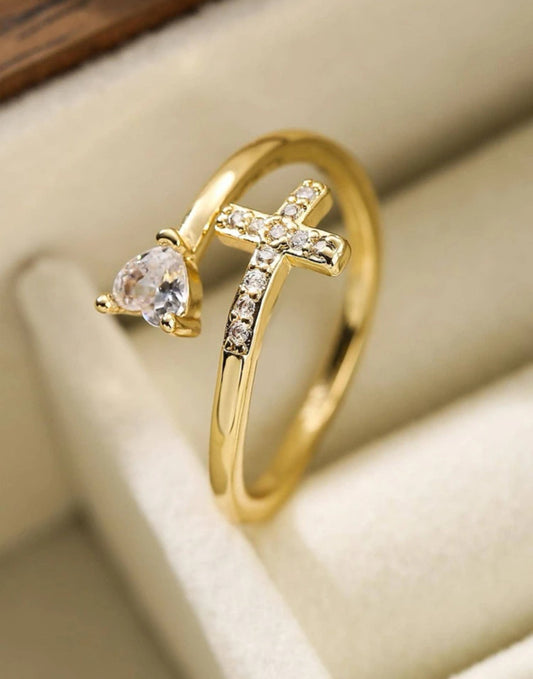 Cross and Cubic Zirconia Faith Ring