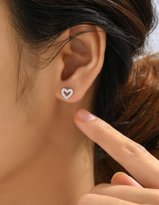 Cubic Zirconia Stud Heart Earrings