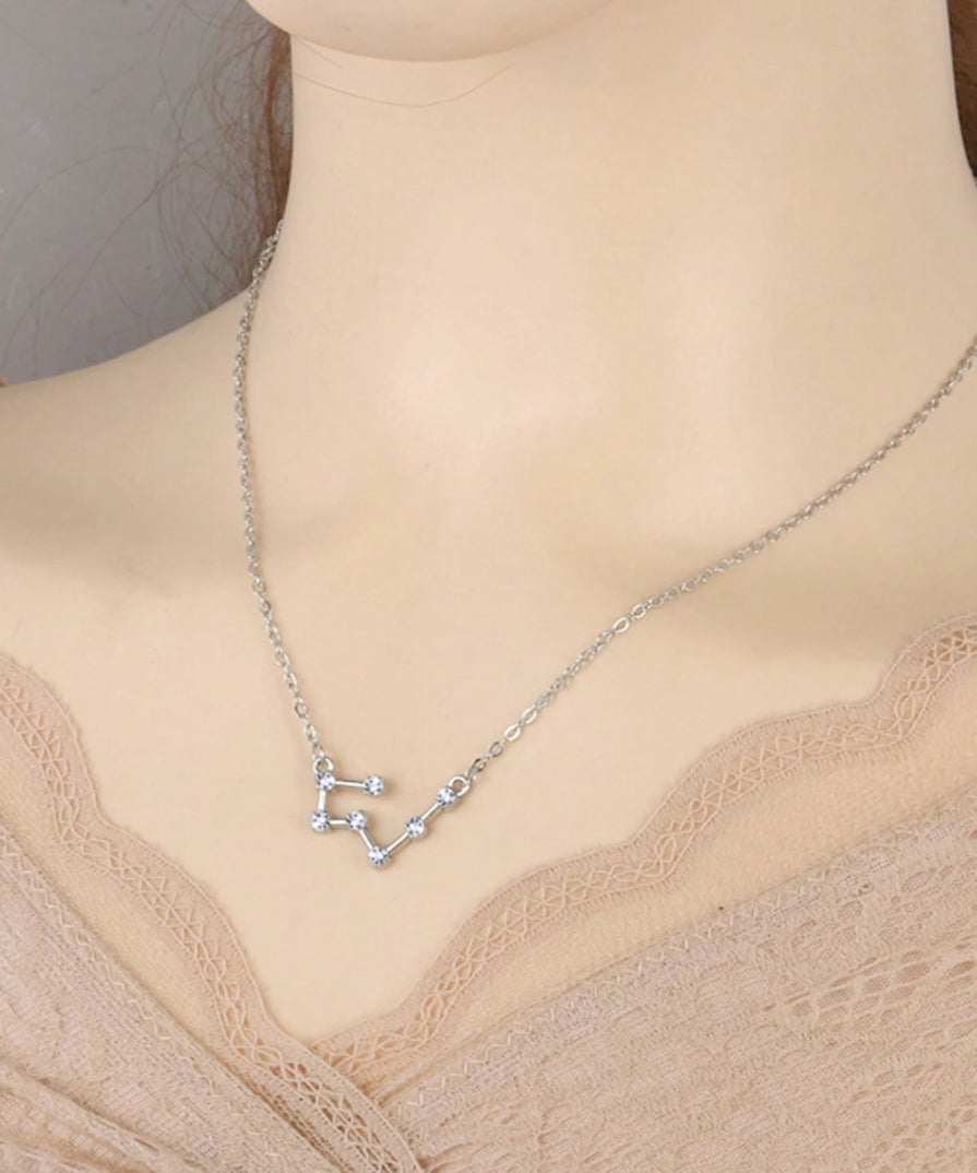 Constellation Necklace With Zirconia Inlaid, 19.5” Chain