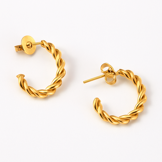 Gold-Plated Twisted Hoop Earrings