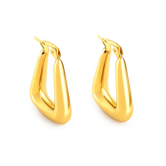 Gold-Plated Triangle Hoop Earrings