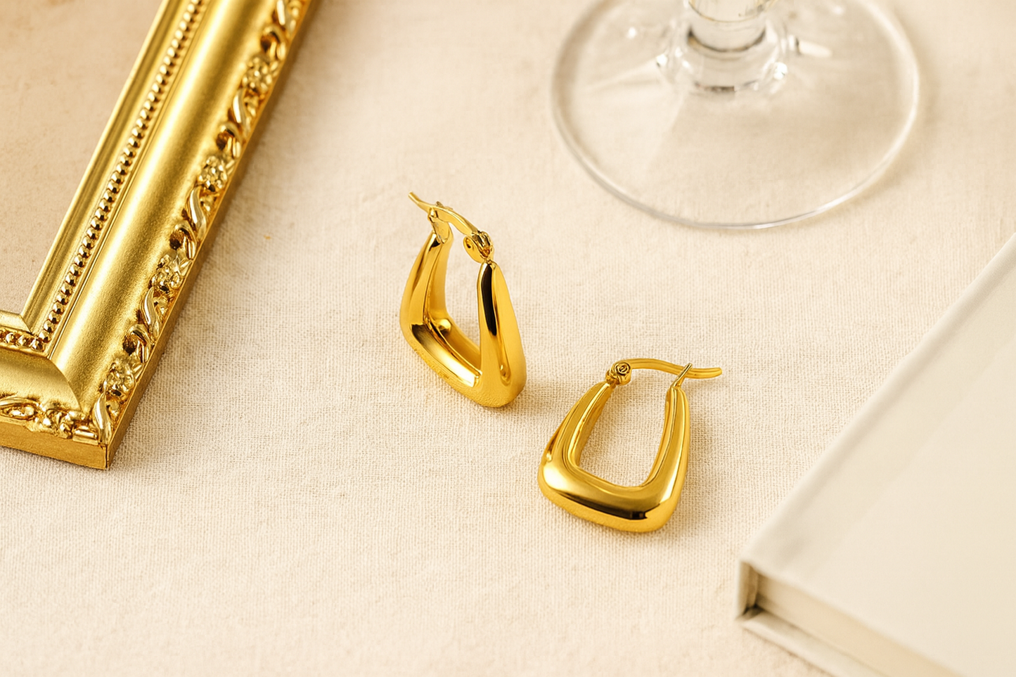 Gold-Plated Triangle Hoop Earrings