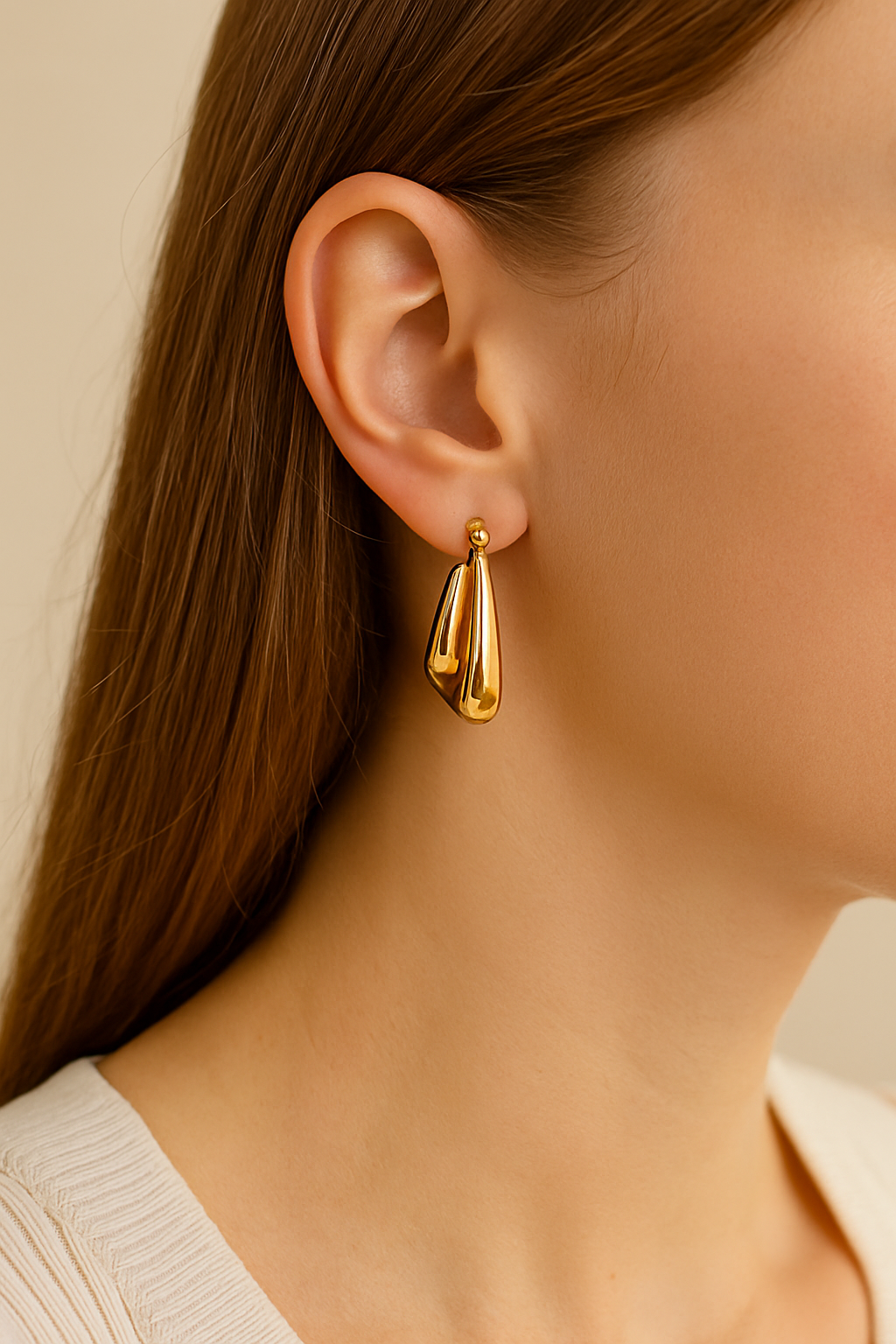 Gold-Plated Triangle Hoop Earrings