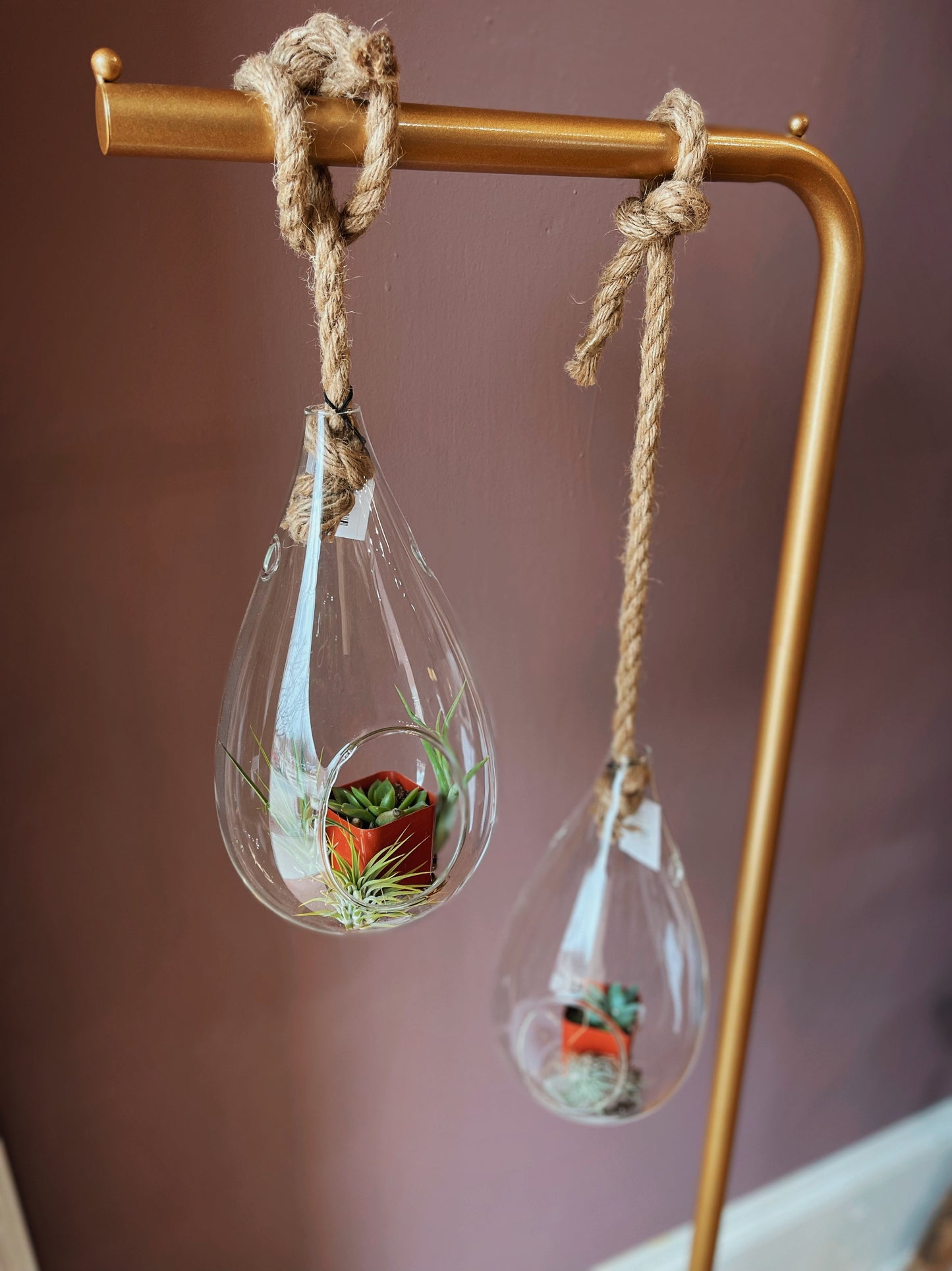 Rope Hanging Glass Drop Vase M