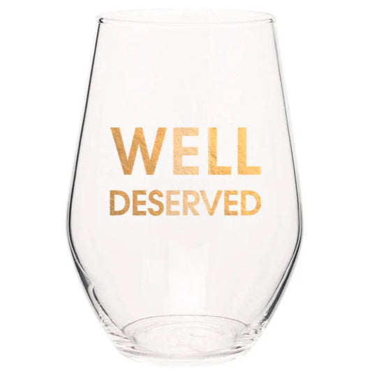 Well Deserved - Gold Foil Stemless 19oz Wine Glass