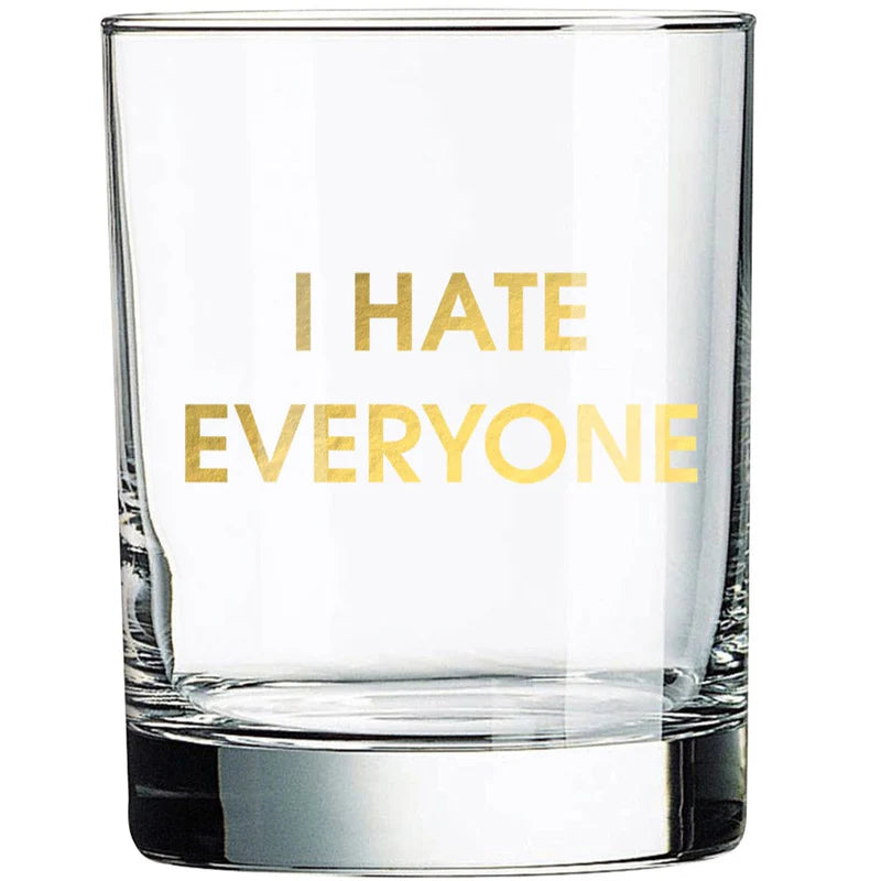 I Hate Everyone - Gold Foil Rocks Glass