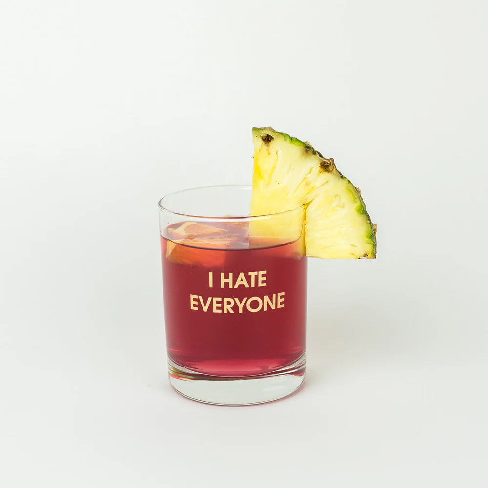 I Hate Everyone - Gold Foil Rocks Glass