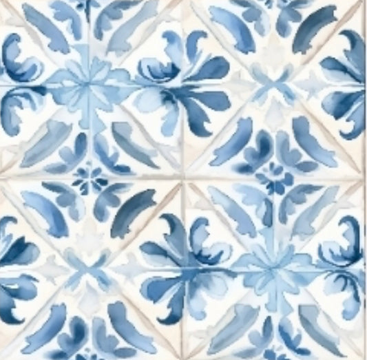 Pot Tiles Set - Blue Floral