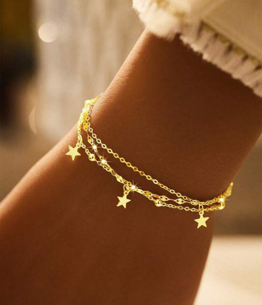Multi-Layer Stars Sterling Silver Bracelet