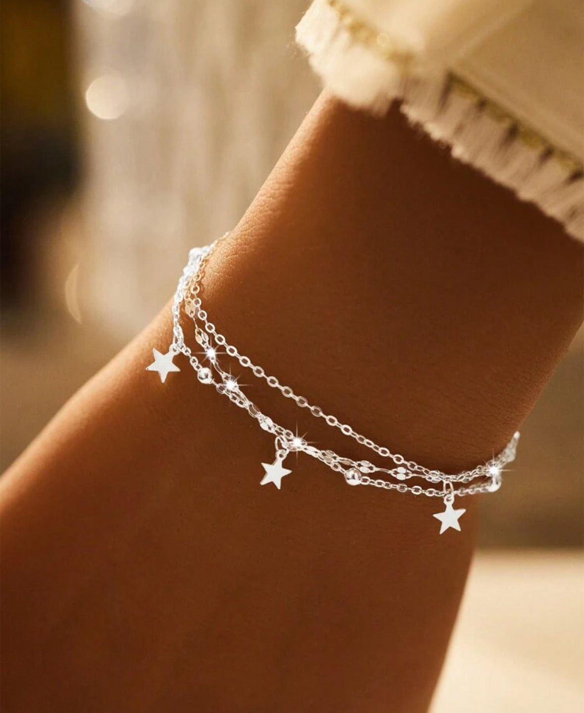 Multi-Layer Stars Sterling Silver Bracelet
