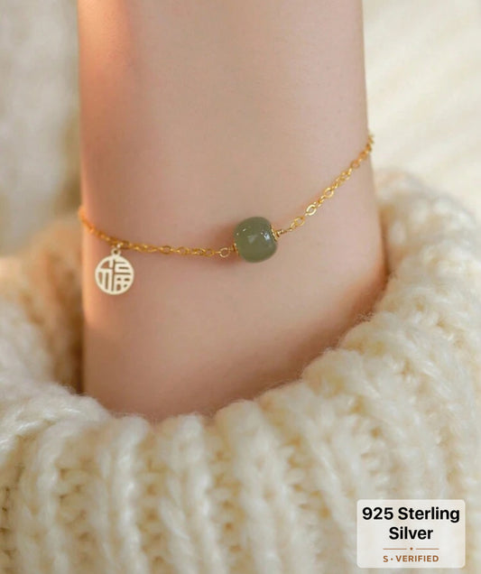 Sterling Silver Jade Stone Bracelet
