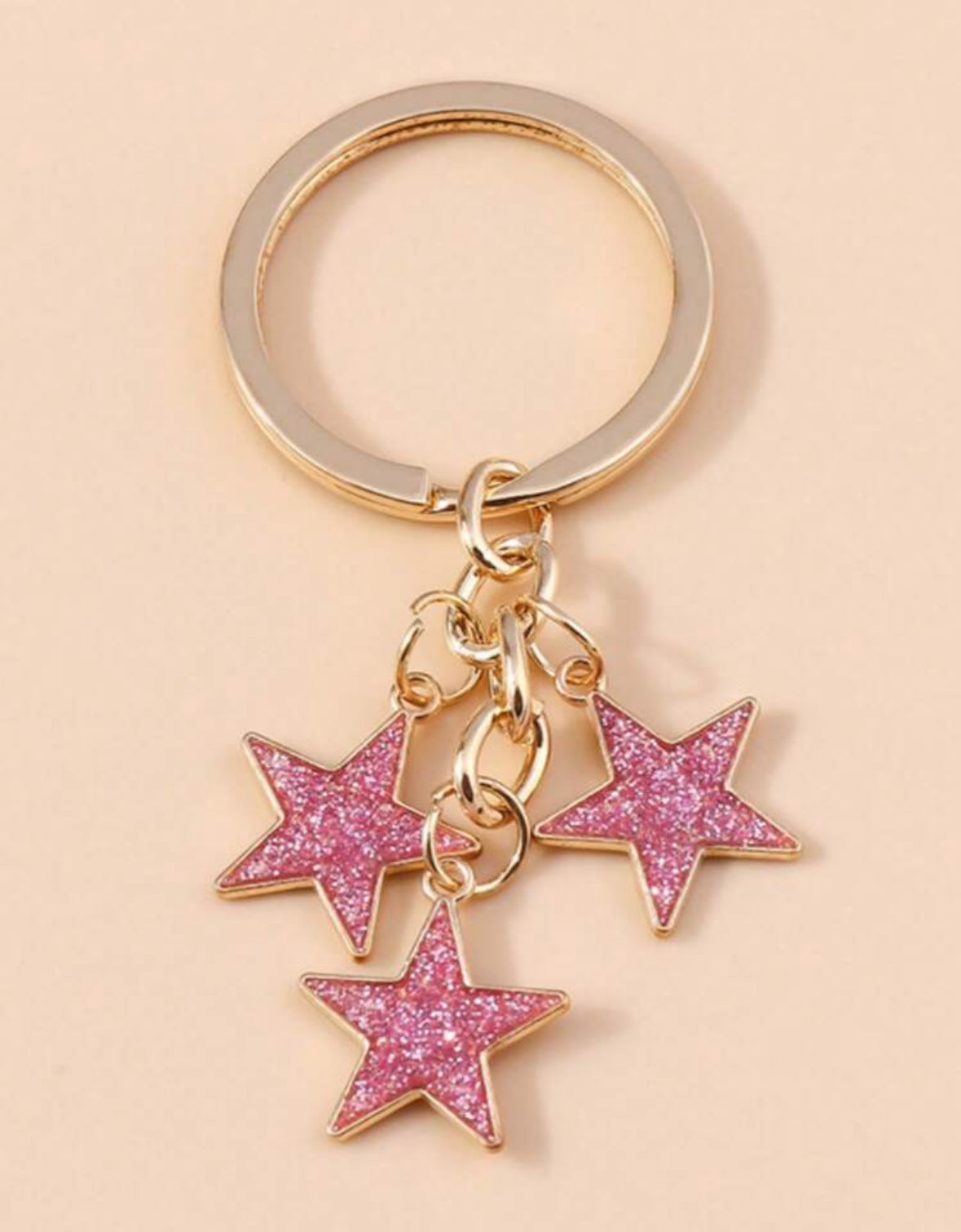 Pink Stars Keychain Purse Charm