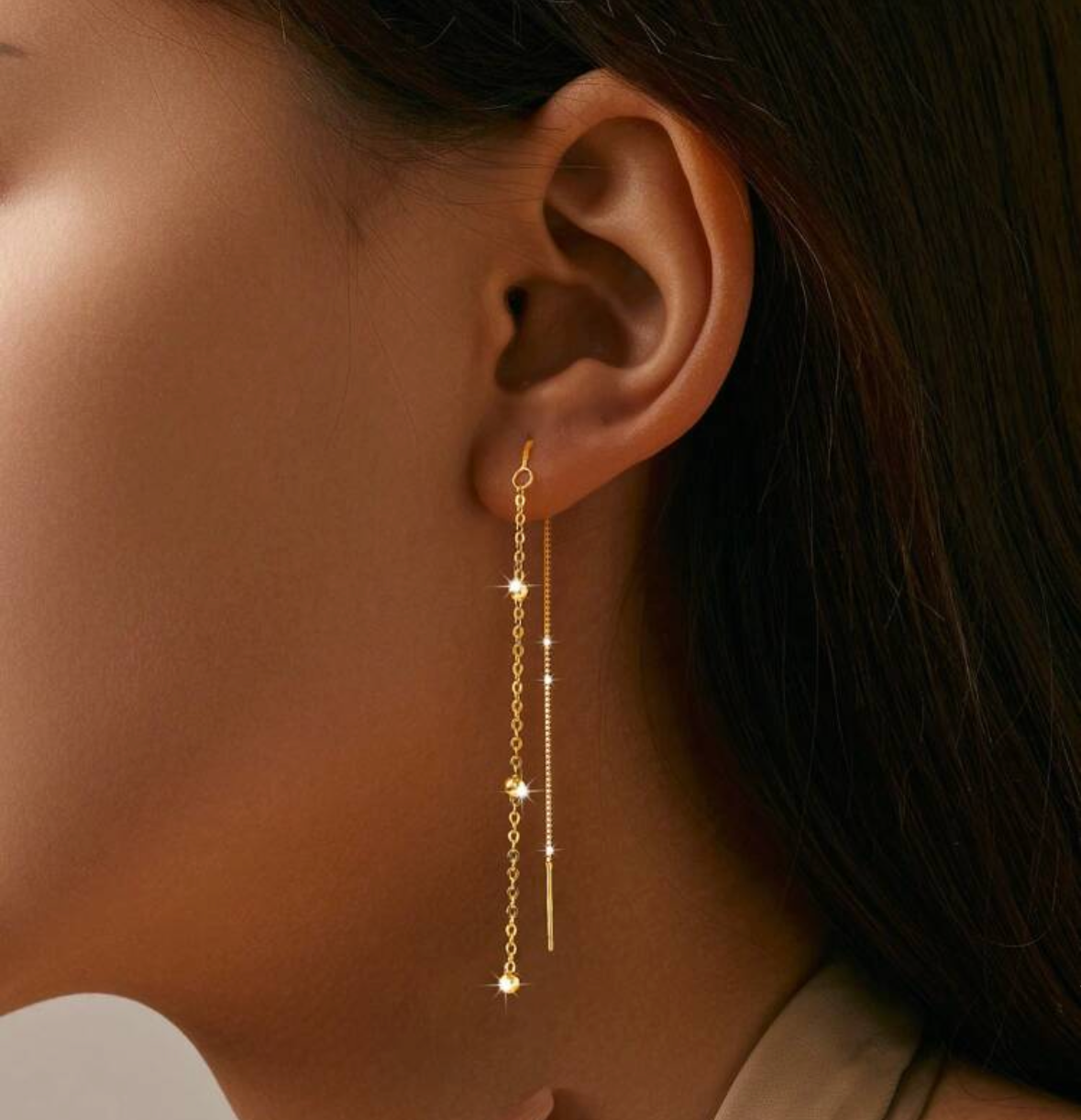 Gold Tassel Threader Earrings