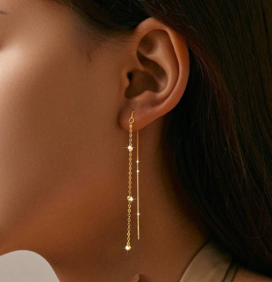 Gold Tassel Threader Earrings