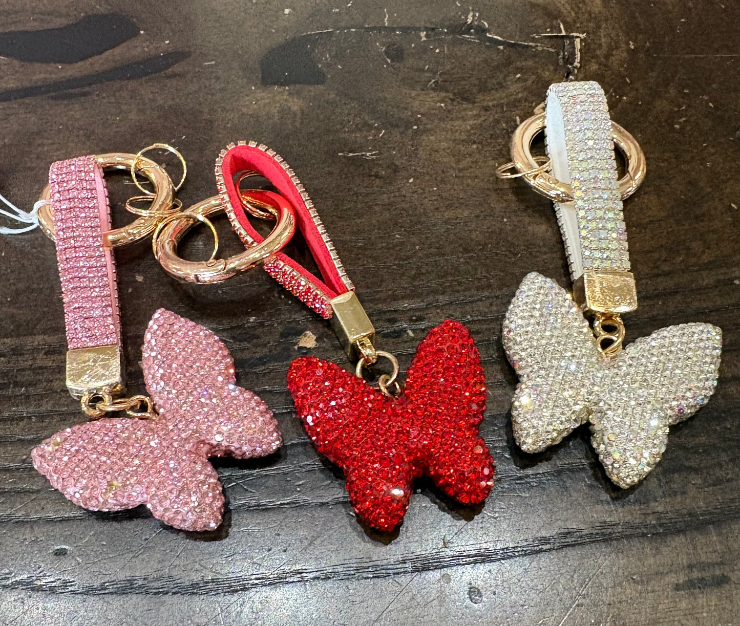 Sparkly Rhinestone Butterfly Keychain