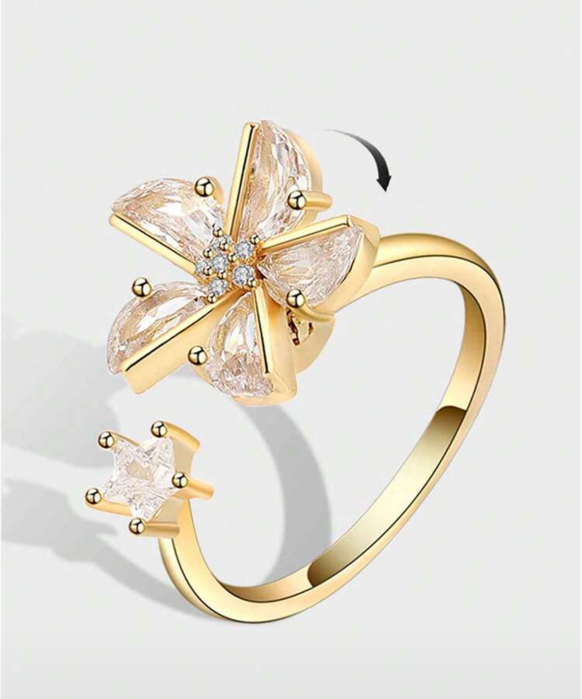 Zirconia Flower Fidget Ring