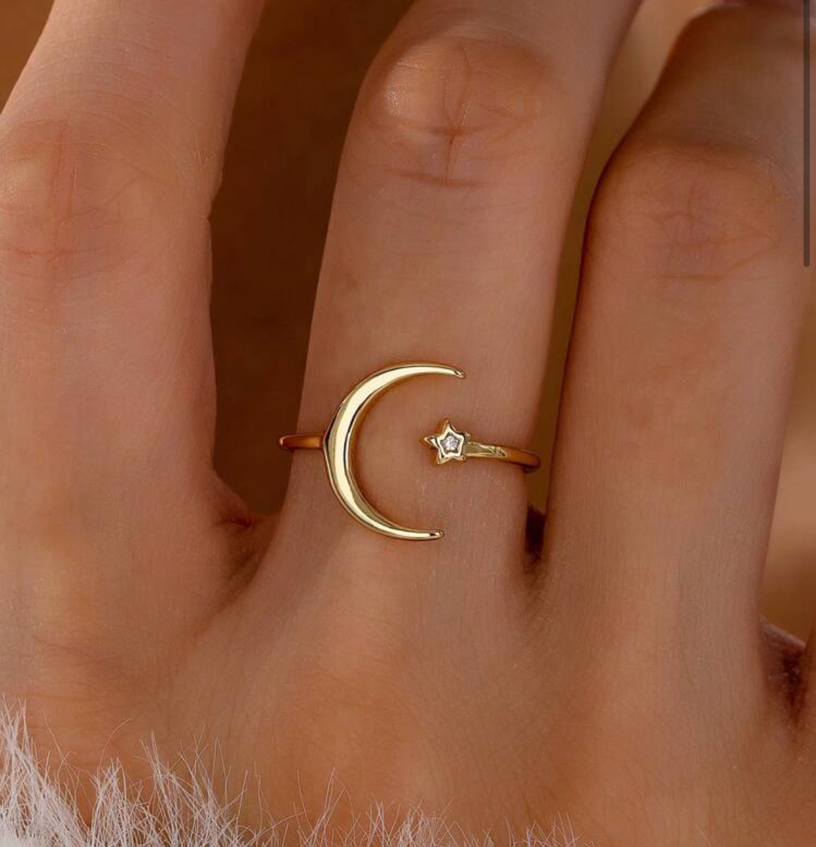 Moon Stars Cubic Zirconia Open Ring