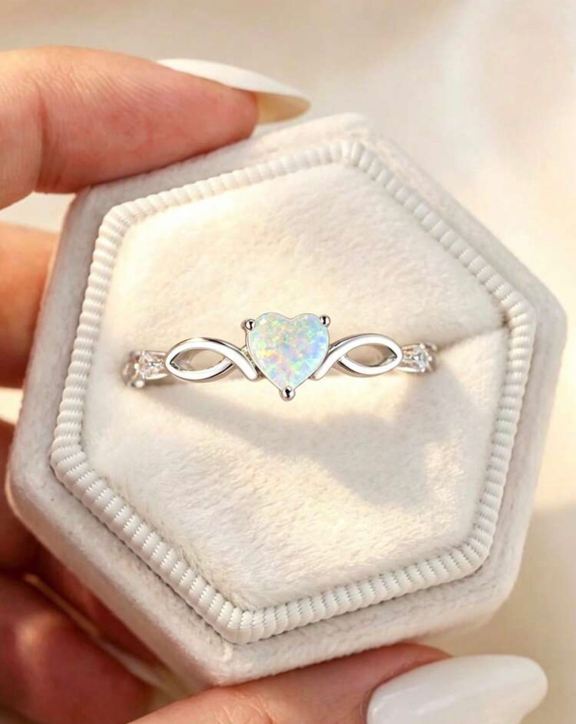 Heart-Shaped Opaline Sterling Silver