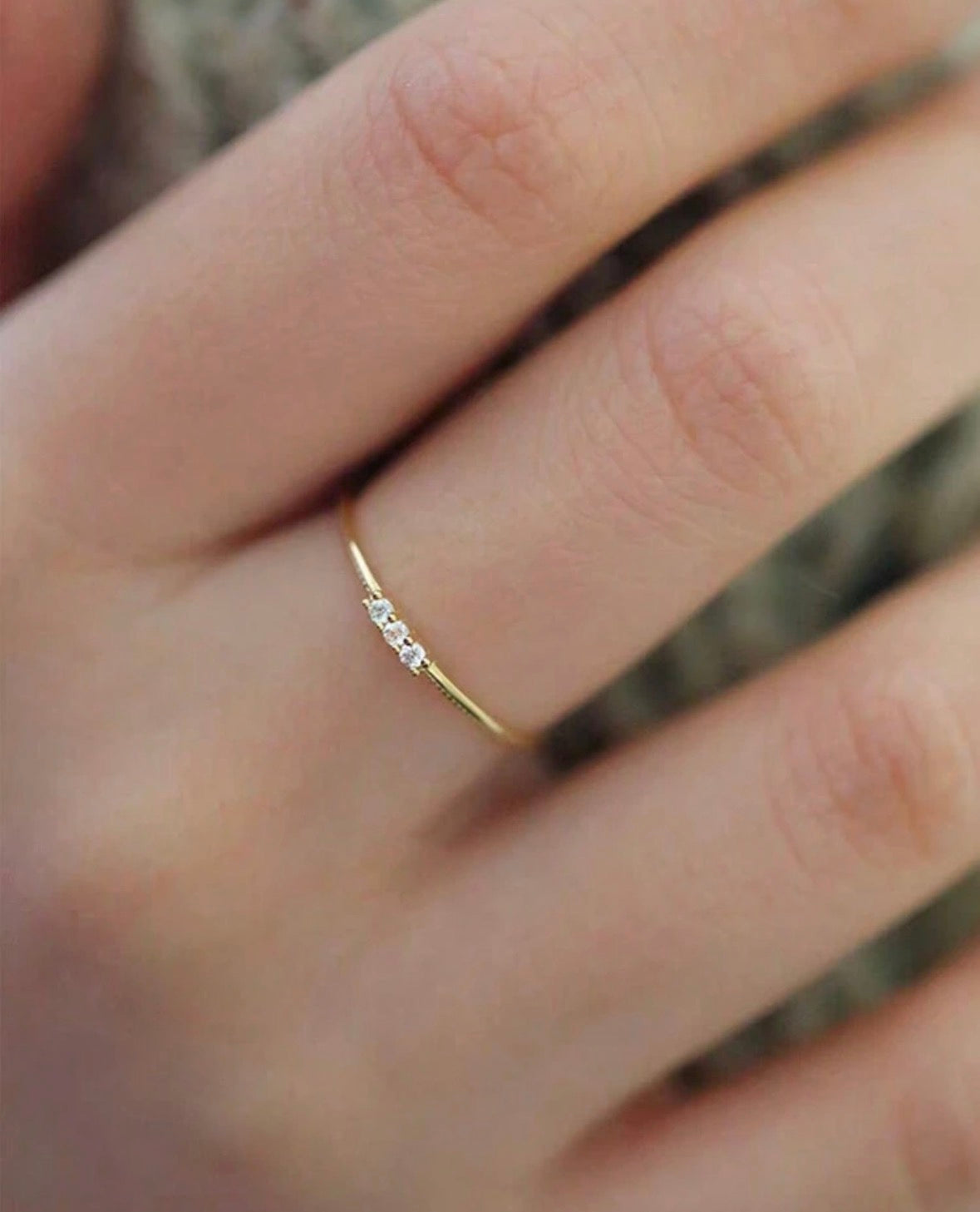 Simple Three CZ Retro Ring
