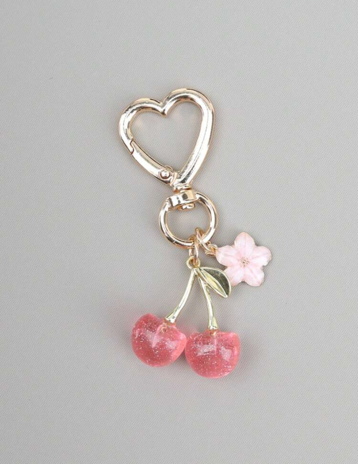 Pink Cherries Keychain Purse Charm