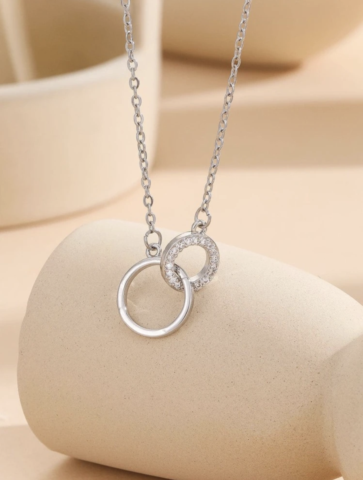Stainless Steel Double Circle Necklace