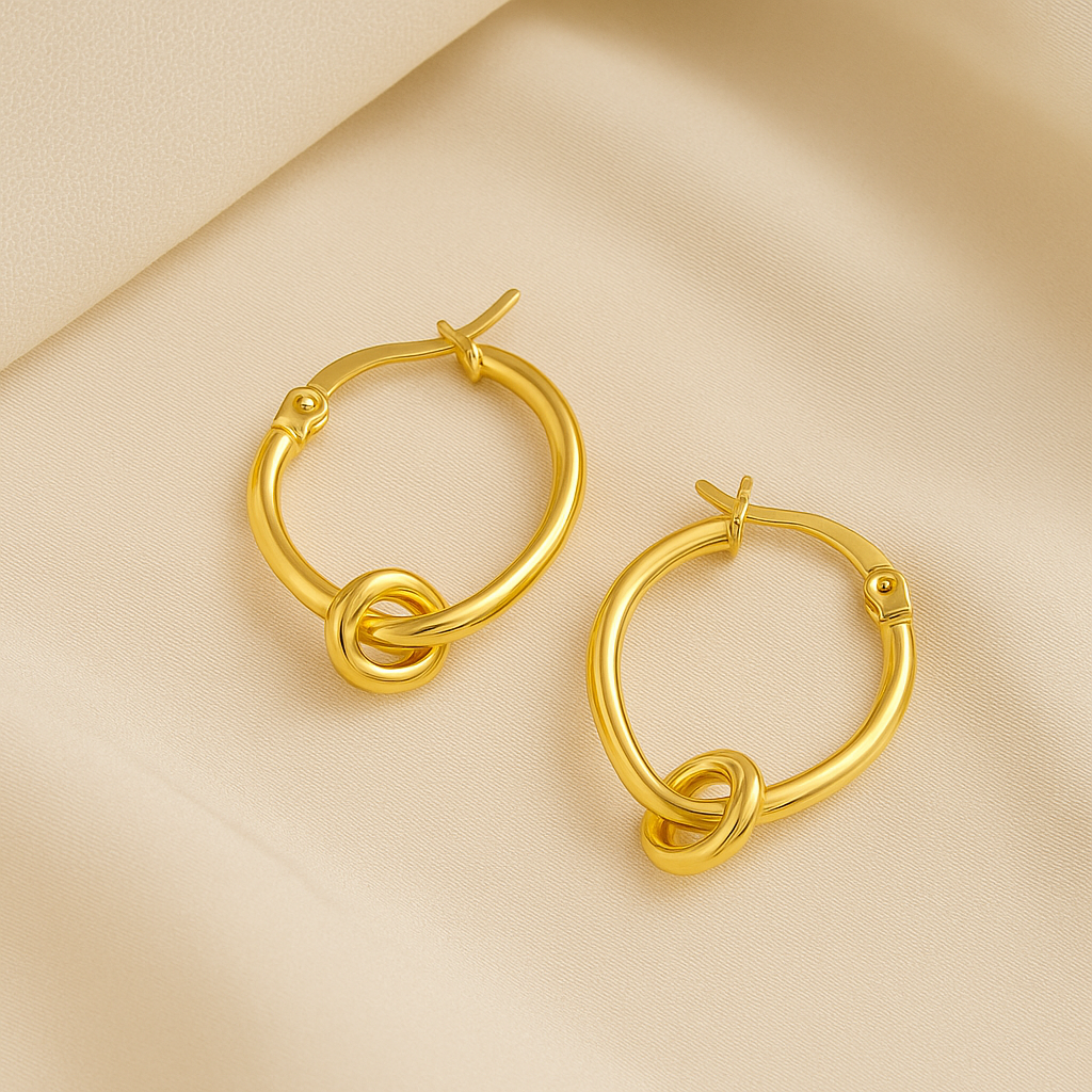 Gold Knot Hoop Earrings – Gold-Plated Stainless Steel