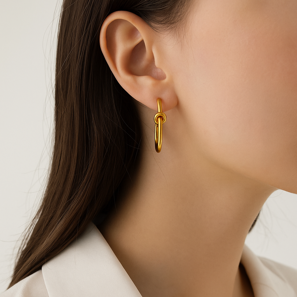 Gold Knot Hoop Earrings – Gold-Plated Stainless Steel