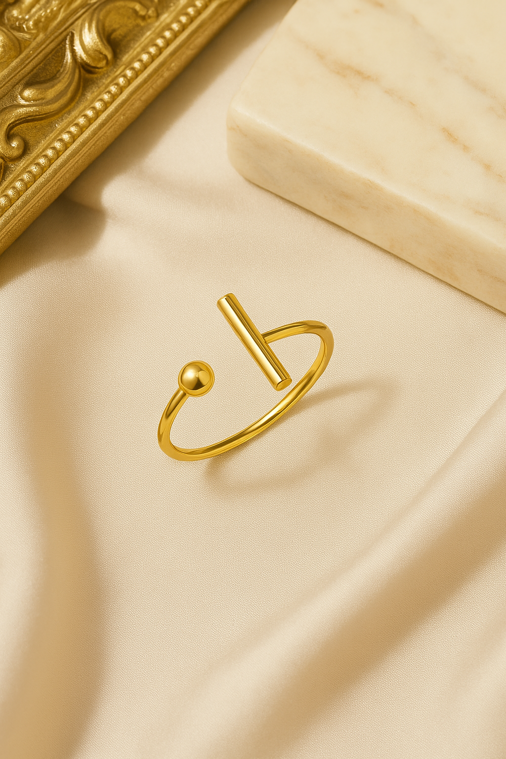 Modern Minimalist Bar & Ball Ring