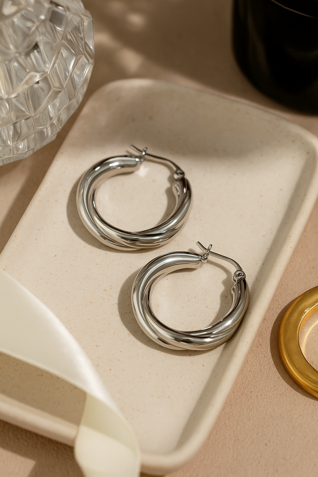 Modern Twisted Hoop Earrings