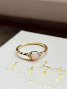 Vintage Opal Inlaid 14K Gold Plated Ring