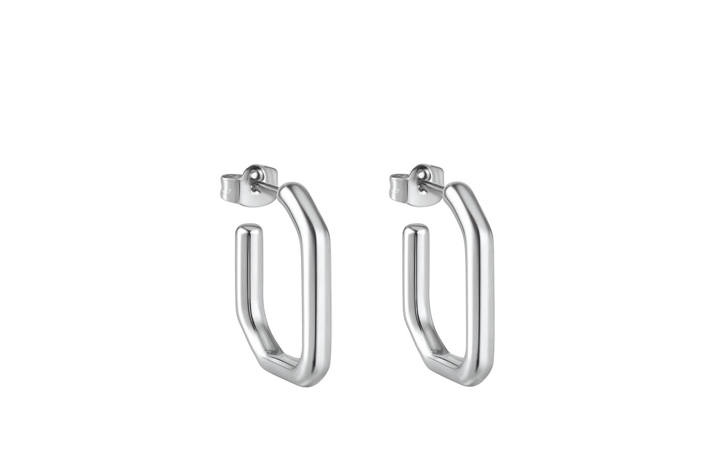 Rectangular Stainless Steel Hoop Earrings