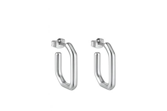 Rectangular Stainless Steel Hoop Earrings