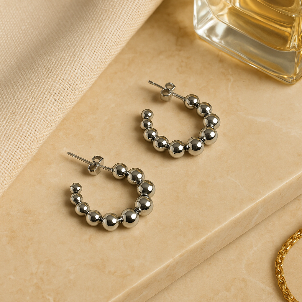 Stainless Steel Beaded  Earrings