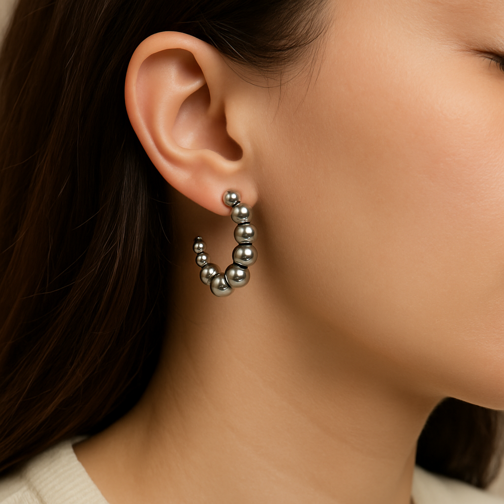 Stainless Steel Beaded  Earrings