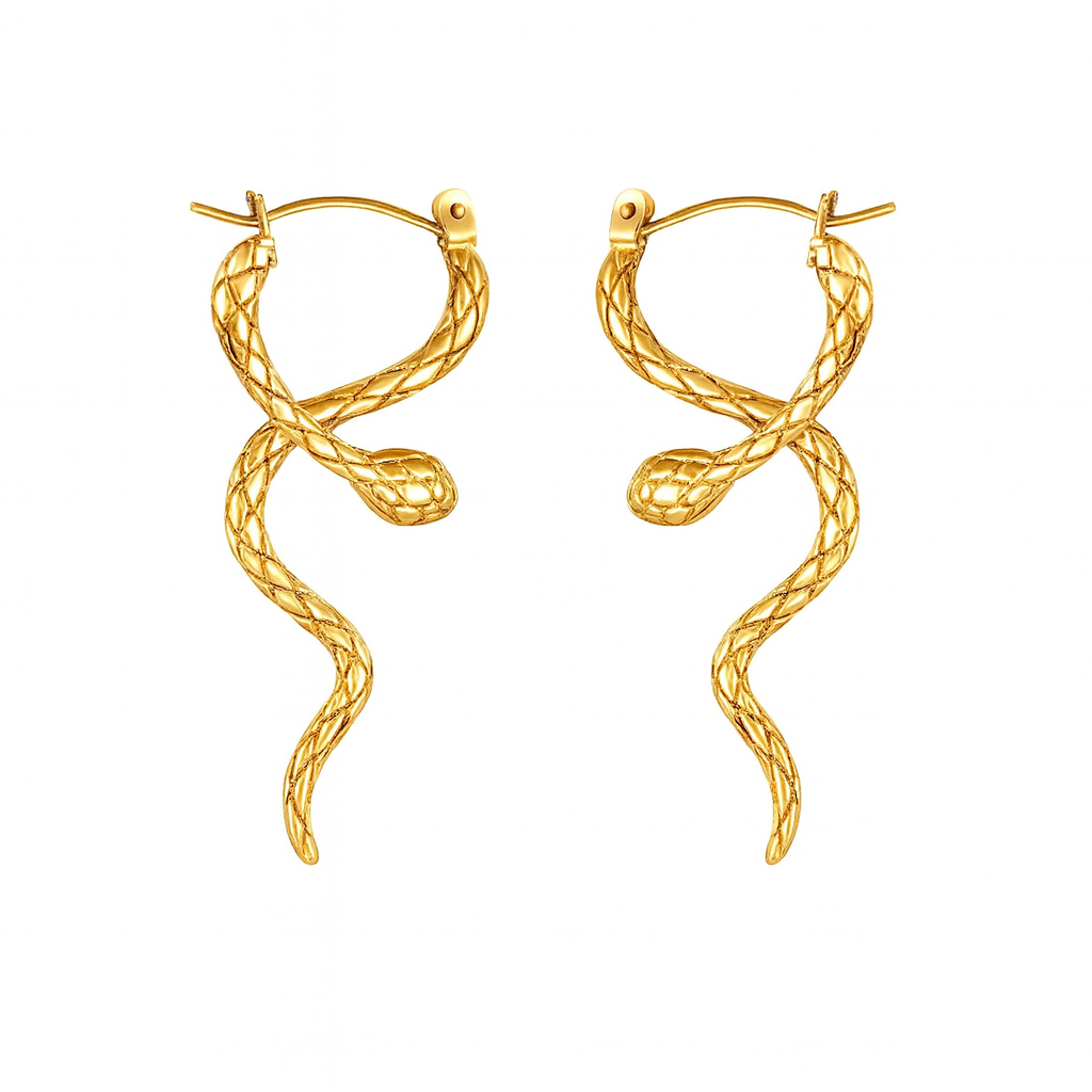 Gold-Plated Snake Hoop Earrings
