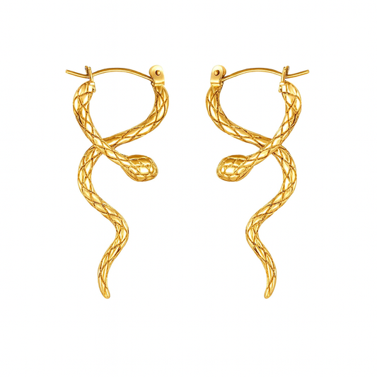 Gold-Plated Snake Hoop Earrings