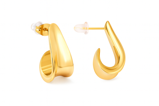 Stainless Steel Sculptural Hoop Earrings